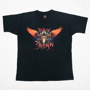 Vtg Harley Davidson Motorcycles Black T-Shirt L Black River Falls 1997 Made USA